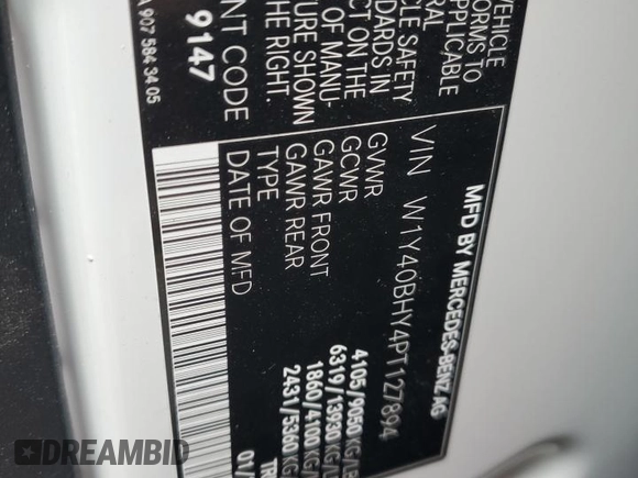 2023 Mercedes-Benz Sprinter Cargo Cargo with VIN W1Y40BHY4PT127894, listed as a Copart auction lot 63479764 with 9,003 mi miles and Salvage Title. Bid and sale history available at DreamBid. Image 13.