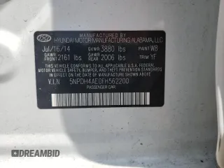 2015 Hyundai Elantra SE with VIN 5NPDH4AE0FH562200, listed as a Copart auction lot 60260085 with Not provided miles and Salvage title. Bid and sale history available at DreamBid. Image 12.