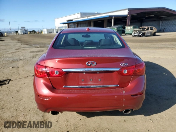 2015 Infiniti Q50 Premium with VIN JN1BV7AP7FM355136, listed as a Copart auction lot 56586325 with 101,384 mi miles and Salvage title. Bid and sale history available at DreamBid. Image 6.
