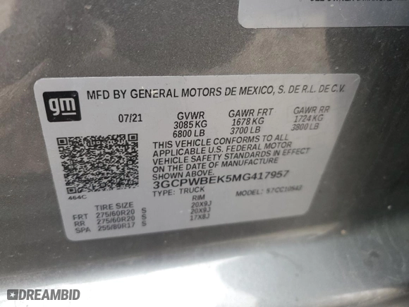 2021 Chevrolet Silverado 1500 Custom with VIN 3GCPWBEK5MG417957, listed as a Copart auction lot 46458125 with 84,601 mi miles and Salvage Title. Bid and sale history available at carsss.com. Image 13.