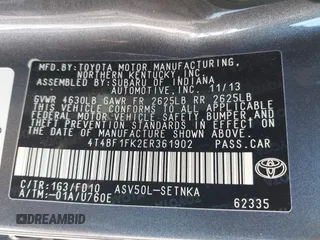 2014 Toyota Camry L with VIN 4T4BF1FK2ER361902, listed as a IAAI auction lot 41263835 with 79,406 mi miles. Bid and sale history available at carsss.com. Image 9.