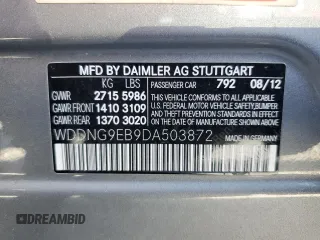 2013 Mercedes-Benz S-Class S 550 with VIN WDDNG9EB9DA503872, listed as a Copart auction lot 52643825 with 128,767 mi miles and Clean Title. Bid and sale history available at carsss.com. Image 12.