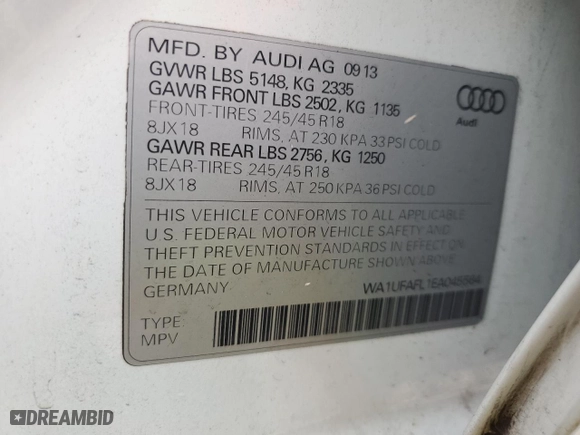 2014 Audi allroad Premium Plus with VIN WA1UFAFL1EA045564, listed as a Copart auction lot 68750554 with 78,929 mi miles and Salvage Title. Bid and sale history available at carsss.com. Image 12.