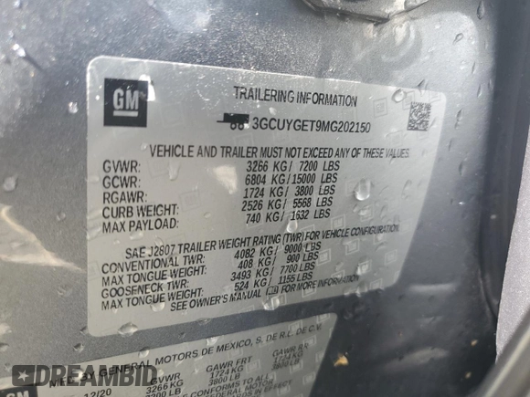 2021 Chevrolet Silverado 1500 LTZ with VIN 3GCUYGET9MG202150, listed as a Copart auction lot 76463424 with 49,644 mi miles and Salvage Title. Bid and sale history available at DreamBid. Image 12.