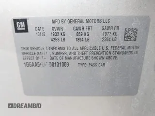 2013 Cadillac ATS z VIN 1G6AA5RA5D0131069, wystawiony jako IAAI lot #41708927 z przebiegiem 166 624 mil mil oraz . Historia ofert i sprzedaży dostępna na DreamBid. Obrazek 9.