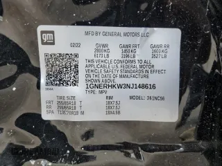 2022 Chevrolet Traverse LT Leather with VIN 1GNERHKW3NJ148616, listed as a Copart auction lot 82061894 with 47,472 mi miles and Salvage Title. Bid and sale history available at carsss.com. Image 13.