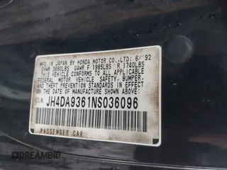 1992 Acura Integra z VIN JH4DA9361NS036096, wystawiony jako IAAI lot #41773523 z przebiegiem 207 225 mil mil oraz . Historia ofert i sprzedaży dostępna na DreamBid. Obrazek 9.