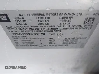 2013 Chevrolet Equinox LT with VIN 2GNALPEKXD6297328, listed as a IAAI auction lot 41836910 with 151,340 mi miles and . Bid and sale history available at DreamBid. Image 9.