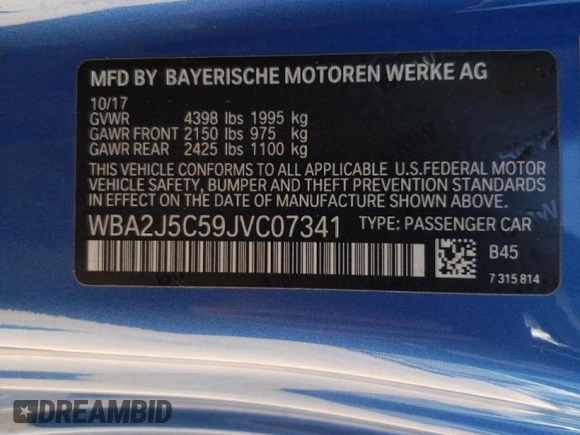 2018 BMW 2 Series M240i with VIN WBA2J5C59JVC07341, listed as a Copart auction lot 45377333 with 41,486 mi miles. Bid and sale history available at carsss.com. Image 12.