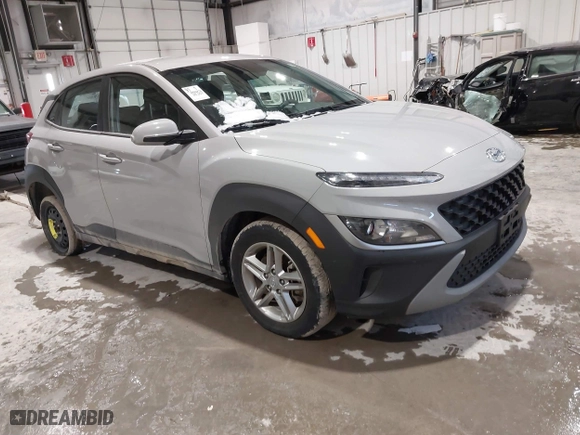 2023 Hyundai Kona SE with VIN KM8K2CAB2PU013965, listed as a IAAI auction lot 41572552 with 39,557 mi miles. Bid and sale history available at carsss.com. Image 1.