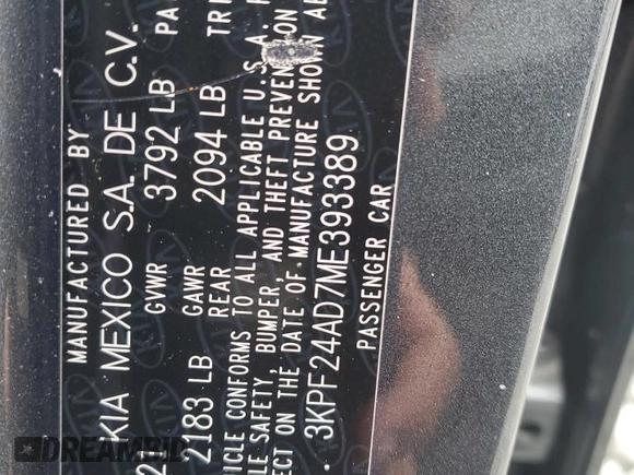 2021 Kia Forte LXS with VIN 3KPF24AD7ME393389, listed as a Copart auction lot 44128705 with 22,397 mi miles and Salvage title. Bid and sale history available at DreamBid. Image 14.