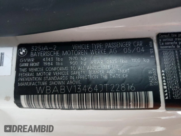 2004 BMW 3 Series 325Ci z VIN WBABV13464JT22816, wystawiony jako Copart lot #88293155 z przebiegiem Nie podano mil oraz Szkoda całkowita • Salvage title. Historia ofert i sprzedaży dostępna na DreamBid. Obrazek 12.