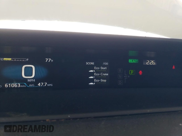 2022 Toyota Prius LE with VIN JTDKAMFP4N3197665, listed as a Copart auction lot 57339955 with 61,063 mi miles and Salvage title. Bid and sale history available at DreamBid. Image 9.