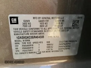 2016 Chevrolet Suburban LS with VIN 1GNSKGKC0GR464308, listed as a Copart auction lot 46694305 with 174,930 mi miles and Salvage Title. Bid and sale history available at carsss.com. Image 15.