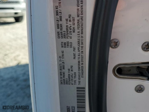 2021 Ram 1500 Classic Tradesman with VIN 3C6RR7KG5MG570097, listed as a Copart auction lot 75824324 with 58,989 mi miles and Salvage Title. Bid and sale history available at carsss.com. Image 12.