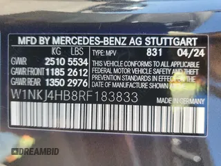 2024 Mercedes-Benz GLC with VIN W1NKJ4HB8RF183833, listed as a Copart auction lot 80949784 with 5,892 mi miles and Salvage Title. Bid and sale history available at carsss.com. Image 13.