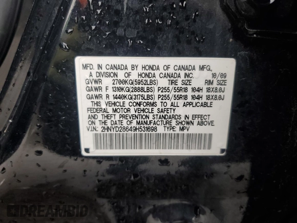 2009 Acura MDX Tech Pkg with VIN 2HNYD28649H531698, listed as a Copart auction lot 53667655 with 185,772 mi miles and Salvage Title. Bid and sale history available at carsss.com. Image 13.