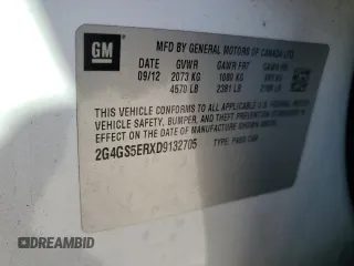 2013 Buick Regal Premium 1 with VIN 2G4GS5ERXD9132705, listed as a Copart auction lot 46290465 with 119,601 mi miles and Salvage title. Bid and sale history available at DreamBid. Image 12.