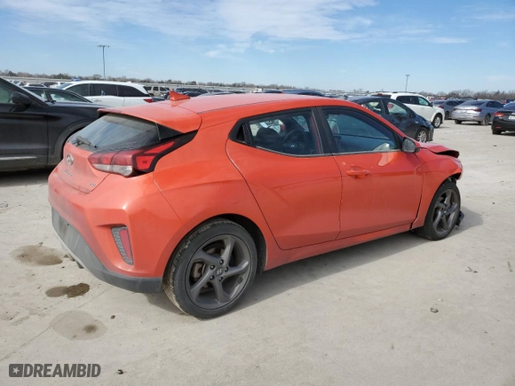 2019 Hyundai Veloster 2.0 Premium with VIN KMHTG6AF9KU014727, listed as a Copart auction lot 42148395 with 45,340 mi miles and Salvage Title. Bid and sale history available at carsss.com. Image 3.