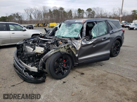 2021 Ford Explorer ST z VIN 1FM5K8GC3MGA55033, wystawiony jako Copart lot #49859815 z przebiegiem Nie podano mil oraz Szkoda całkowita • Salvage title. Historia ofert i sprzedaży dostępna na DreamBid. Obrazek 1.