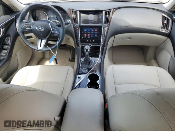 2019 Infiniti Q50 Luxe with VIN JN1EV7AP1KM510058, listed as a Copart auction lot 58036965 with 53,779 mi miles and Salvage title. Bid and sale history available at DreamBid. Image 8.