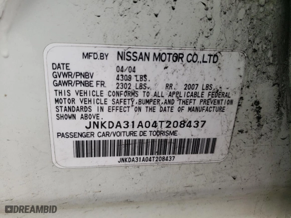 2004 Infiniti I35 with VIN JNKDA31A04T208437, listed as a Copart auction lot 45106595 with 77,132 mi miles and Salvage Title. Bid and sale history available at carsss.com. Image 12.