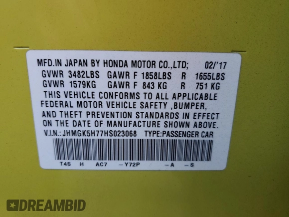 2017 Honda Fit EX with VIN JHMGK5H77HS023068, listed as a Copart auction lot 43359675 with 111,082 mi miles and Salvage Title. Bid and sale history available at carsss.com. Image 13.