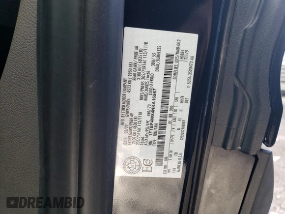 2022 Ford Transit with VIN 1FTBF4W84NKA16967, listed as a Copart auction lot 44143975 with 53,887 mi miles and Non Repairable. Bid and sale history available at DreamBid. Image 13.
