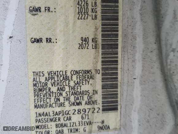 2016 Nissan Altima 2.5 SV with VIN 1N4AL3AP1GC289722, listed as a Copart auction lot 50207305 with 57,435 mi miles and Salvage Title. Bid and sale history available at carsss.com. Image 14.