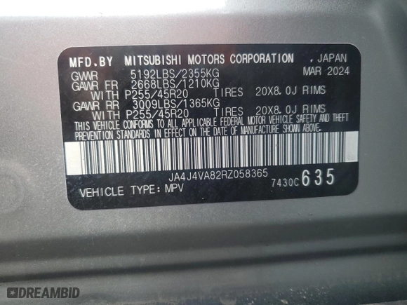 2024 Mitsubishi Outlander SE with VIN JA4J4VA82RZ058365, listed as a Copart auction lot 53301065 with 30,362 mi miles and Salvage Title. Bid and sale history available at carsss.com. Image 14.