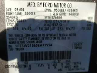 2005 Ford F-250 XL with VIN 1FTSW21565EA71954, listed as a Copart auction lot 76708144 with 229,182 mi miles and Salvage title. Bid and sale history available at DreamBid. Image 12.