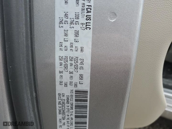 2017 Dodge Grand Caravan SXT with VIN 2C4RDGCG3HR857394, listed as a Copart auction lot 47567395 with 112,763 mi miles and Salvage Title. Bid and sale history available at carsss.com. Image 14.