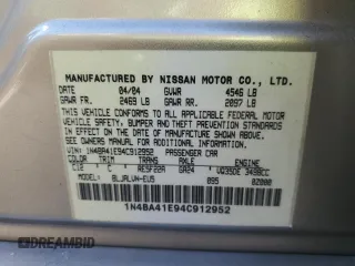 2004 Nissan Maxima SE with VIN 1N4BA41E94C912952, listed as a Copart auction lot 75243344 with 67,963 mi miles and Salvage Title. Bid and sale history available at carsss.com. Image 12.