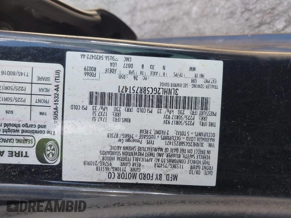 2011 Lincoln MKZ with VIN 3LNHL2GC5BR751471, listed as a IAAI auction lot 42199221 with 191,564 mi miles and . Bid and sale history available at DreamBid. Image 9.