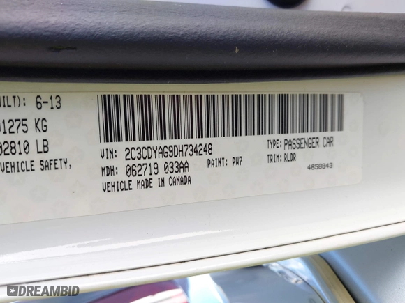 2013 Dodge Challenger SXT with VIN 2C3CDYAG9DH734248, listed as a IAAI auction lot 41837944 with 113,142 mi miles. Bid and sale history available at carsss.com. Image 9.