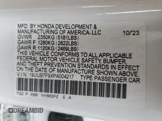2023 Acura TLX Type S w/Performance Tire with VIN 19UUB7F9XPA004217, listed as a Copart auction lot 52958995 with 20,263 mi miles and Salvage Title. Bid and sale history available at carsss.com. Image 14.