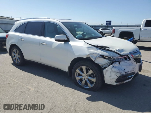 2014 Acura MDX Advance with VIN 5FRYD4H88EB026703, listed as a Copart auction lot 56964525 with 75,734 mi miles and Salvage title. Bid and sale history available at DreamBid. Image 4.