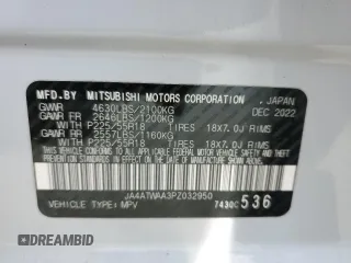 2023 Mitsubishi Eclipse Cross SE with VIN JA4ATWAA3PZ032950, listed as a Copart auction lot 54205275 with 32,974 mi miles and Salvage title. Bid and sale history available at DreamBid. Image 12.