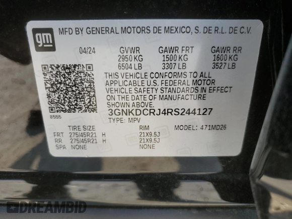 2024 Chevrolet Blazer EV eAWD RS z VIN 3GNKDCRJ4RS244127, wystawiony jako Copart lot #66009614 z przebiegiem 2 603 mil mil oraz Szkoda całkowita • Salvage title. Historia ofert i sprzedaży dostępna na DreamBid. Obrazek 15.