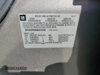 2010 GMC Terrain SLT-1 with VIN 2CTALFEW6A6314180, listed as a Copart auction lot 60278425 with Not provided miles and Salvage title. Bid and sale history available at DreamBid. Image 13.