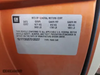 2007 Chevrolet Corvette with VIN 1G1YY36U575126237, listed as a Copart auction lot 81348704 with 70,951 mi miles and Salvage Title. Bid and sale history available at carsss.com. Image 12.