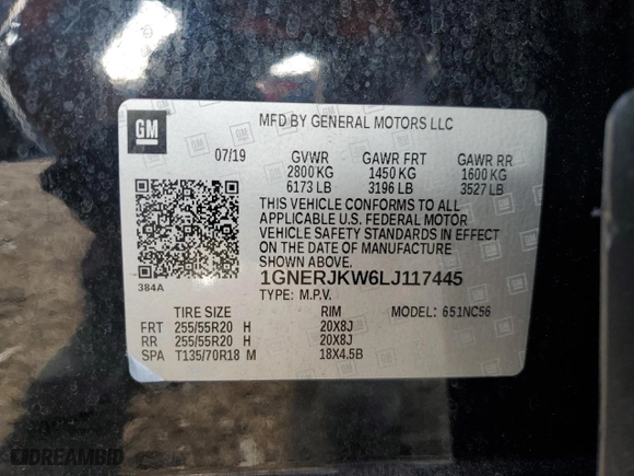 2020 Chevrolet Traverse RS with VIN 1GNERJKW6LJ117445, listed as a Copart auction lot 86783054 with 50,788 mi miles and Salvage Title. Bid and sale history available at carsss.com. Image 15.