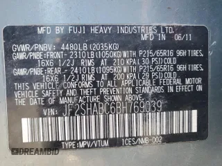 2011 Subaru Forester X with VIN JF2SHABC6BH769039, listed as a Copart auction lot 50199155 with Not Provided miles and Non Repairable. Bid and sale history available at DreamBid. Image 12.