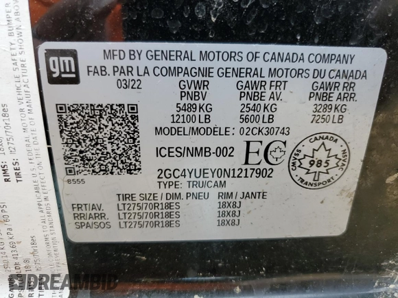 2022 Chevrolet Silverado 3500HD LTZ with VIN 2GC4YUEY0N1217902, listed as a Copart auction lot 49887525 with 17,365 mi miles and Clean Title. Bid and sale history available at DreamBid. Image 12.