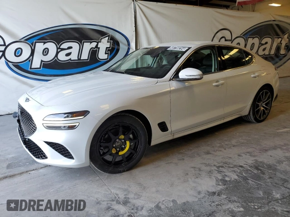 2023 Genesis G70 2.0T with VIN KMTG34TA8PU131652, listed as a Copart auction lot 48738254 with 9,713 mi miles and Non Repairable. Bid and sale history available at DreamBid. Image 1.