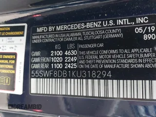 2019 Mercedes-Benz C 300 with VIN 55SWF8DB1KU318294, listed as a IAAI auction lot 41631976 with 102,356 mi miles and . Bid and sale history available at DreamBid. Image 9.