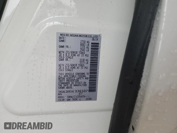 2025 Infiniti QX60 с VIN 5N1AL1ER5SC336507, выставлен на аукционе Copart как лот 53076215 с пробегом 618 миль миль и Списание • Salvage title. История ставок и продаж доступна на DreamBid. Изображение 14.
