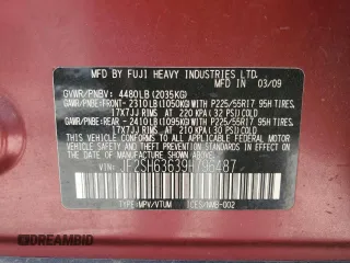 2009 Subaru Forester X with VIN JF2SH63639H796487, listed as a Copart auction lot 58366505 with 79,518 mi miles and Salvage title. Bid and sale history available at DreamBid. Image 13.