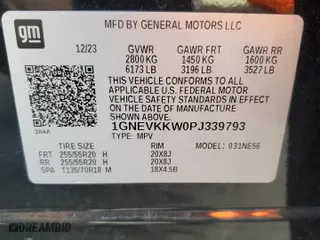 2023 Chevrolet Traverse Premier with VIN 1GNEVKKW0PJ339793, listed as a Copart auction lot 77955924 with 12,295 mi miles and Salvage Title. Bid and sale history available at carsss.com. Image 13.