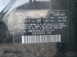 2013 Hyundai Elantra Limited with VIN KMHDH4AE0DU795704, listed as a Copart auction lot 50978605 with 142,888 mi miles and Salvage Title. Bid and sale history available at carsss.com. Image 12.